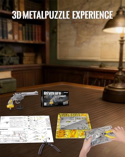 Piececool Metal Model Kits Revolver 3D Metal Puzzle for Adult Jigsaw Set Brain Teaser Best Gifts for Christmas