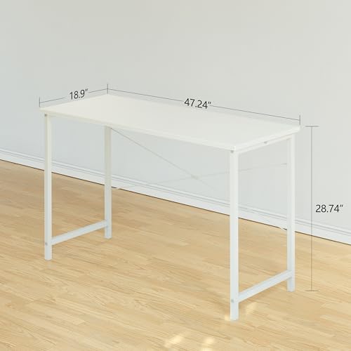 Cubiker Computer Desk, 47 inch Small Home Office Desk for Small Spaces, Modern Simple Style for Home, Office, Warm White Cubiker
