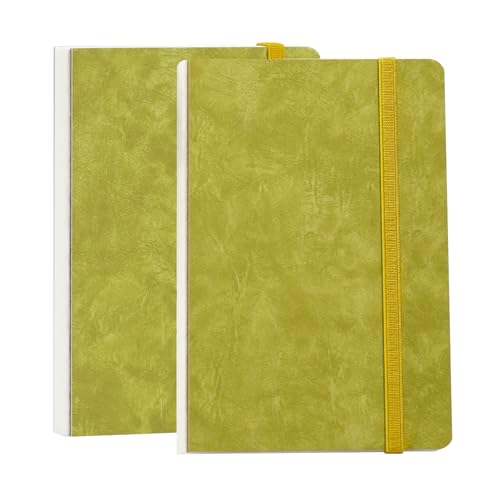 Funto Watercolor Journal, 7.5x5, 2 Packs, 44 Pages Each, Cold-Pressed 100% Cotton,PU Leather Green Cover, Art Supplies for Mixed Media Funto