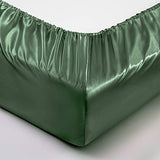 Pothuiny Satin Fitted Sheet - Ultra Soft Deep Pocket, Woodland Green, Single Mattress Cover (12" to 16") P Pothuiny
