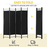 4 Panel 68" H Room Divider Partition Folding Steel Frame Screen Freestanding Privacy Divider Portable Breathable Partition Japanese-Inspired Oriental Shoji Screen Wall Divider for Home Office, Black CL.HPAHKL