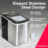 Frigidaire Compact Countertop Ice Maker, Makes 26 Lbs. of Bullet Shaped Ice Cubes Per Day, Silver Stainless Frigidaire