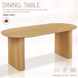 HMHKHN 90" Extendable Dining Table for 4 to 8, Oval Wooden Extendable Dining Room Table with Curved Fluted Wood Strip Base for Home (Natural, Table with 4 Panels) HMHKHN