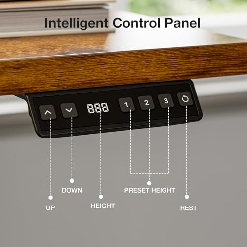 Muvai 71 Inch L Shaped Standing Desk Adjustable Height with Cable Management Tray,Gaming Electric Corner Standing Desk, Sit Stand Computer Table with Reversiable Splice Board, Rustic Brown Muvai