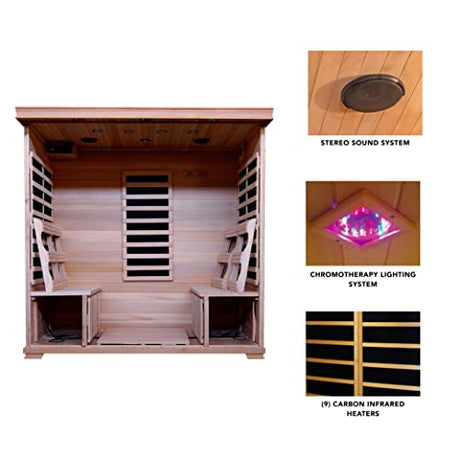 Radiant Saunas BSA2418 4-Person Hemlock Infrared Sauna Blue Wave