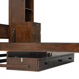 XD Designs Farmhouse Wall Murphy Bed Queen Size with Desk & Drawers, Can be Folded Solid Wood Murphy Cabinet Bedframe with Cabinets & Bookshelf, Space-Saving Design (Espresso-K18) XD Designs