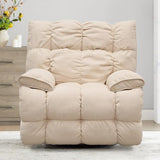 Power Glider Rocker Recliner Chair 360° Swivel Electric Lay-Flat Motion Seating Overstuffed Pillow-Top Arms Plush High Back Lumbar Support USB Charging Ports Smooth Quiet Motor (Cream White) WEALTHKING