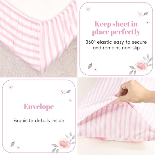 PHF 4 Piece Toddler Bedding Set, Ultra Soft Toddler Comforter Sets Include Comforter, Fitted Sheet, Flat Top Sheet and Pillowcase for Girls, Floral Bed in A Bag for Baby Bedroom, Floral PHF