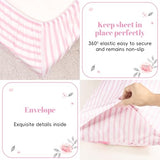 PHF 4 Piece Toddler Bedding Set, Ultra Soft Toddler Comforter Sets Include Comforter, Fitted Sheet, Flat Top Sheet and Pillowcase for Girls, Floral Bed in A Bag for Baby Bedroom, Floral PHF
