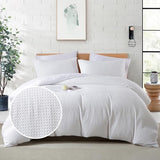 BOLINLIVING Waffle Weave Duvet Cover Twin Size, Kid's Microfiber Duvet Cover with Pillow Sham, White Textured Soft Comforter Cover for All Season with Zipper Closure and Corner Ties BOLINLIVING