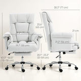 HOMCOM Executive Office Chair Comfy with Foot Rest, Reclining Swivel Computer Desk Chair with High Back, Thick Cushion, Padded Armrest, Adjustable Height, Rolling Wheels, Cream White HOMCOM