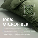White Classic Dark Green Duvet Cover Queen Size, Microfiber Duvet Cover with Zipper, Duvet Cover Set with 2 Pillow Shams, Luxury Soft Comforter Cover Queen Size, 90 x 90 | Comforter Not Included White Classic