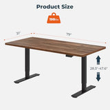FitStand Dual Motor Standing Desk, Large Stand Up Desks, 79x31 Inches Electric Sit Stand Desks, 4 Memory Preset Adjustable Height Computer Table for Home Office with Splice Board (Brown) FitStand