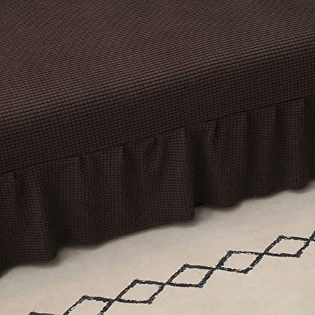 Stretch Armless Futon Cover with Skirt Knitted Jacquard Futon Sofa Bed Cover Machine Washable Futon Couch Cover Futon Sofa Cover Furniture Bed Protector with Elastic Bottom for Kids,Pets(Coffee) HFCNMY