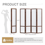 Acrylic Room Divider, 4-Panel Freestanding Partition Screen, Frosted Translucent Privacy Panel - Lightweight Modern Divider for Home Office Studio (Walnut, 4 Panels) Svimi