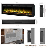 60" Infrared Smart Electric Fireplace Alexa/Google Compatible, Remote& App Control Multicolor Flame w/Dimmer, Wall-Mounted& Recessed WiFi Enabled Fireplace Heater w/Crackling Sound& Thermostat, 1500W Dreamflame