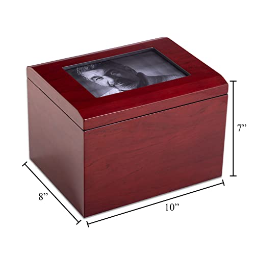 Deering Moments Solid Wood Cremation Urn with Picture Frame, up to 260lb - WoodArtSupply