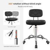 KKTONER Office Chair with Back Office Stool with Wheels Height Adjustable Square stools for Drafting Home Work (Black) KKTONER