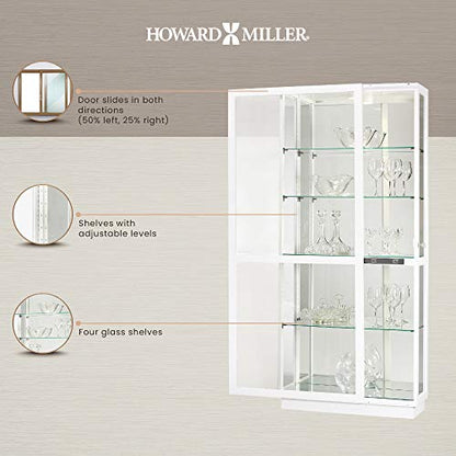 Howard Miller Jayden IV Curio Cabinet 680-574 – Hand-Rubbed Gloss White Finish Home Decor, Four Glass Shelves, Five Level Display Case, Locking Slide Door, LED Light Switch