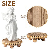 HouseJoy 2Pcs Wood Risers for Display Decorative,Round Beaded Riser Distressed for Decor ,Wooden Farmhouse Coasters Mini Cake Stand Plant Stand,Rustic Pedestal Stand Decor Display Risers for Tiered HouseJoy