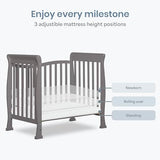 Dream On Me Violet 4-in-1 Convertible Mini Crib in Steel Grey, Greenguard Gold Certified, JPMA Certified, 3 Position Mattress Height Settings, Non-Toxic Finish