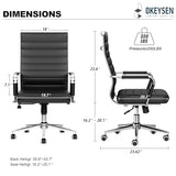 Okeysen Office Desk Chair, Ergonomic Leather Modern Conference Room Chairs, Executive Ribbed Height Adjustable Swivel Rolling Chair for Home Office. (Black) Lepdep