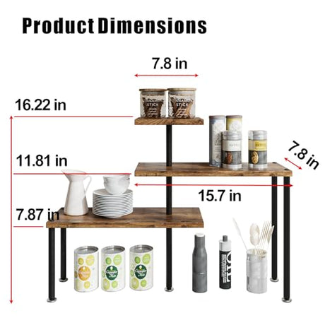 Dazioter Countertop Organizer Organization 3 Tier Kitchen Corner Shelves Adjustable Spice Storage Rack for Bathroom Coffee Area Over Sink (Black) Dazioter