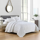 HORIMOTE HOME Quilt Set Twin Size White, Classic Geometric Diamond Stitched Pattern, Ultra Soft Microfiber Lightweight Bedding Set Bedspread Coverlet for All Season (1 Quilt and 1 Pillow Sham) HORIMOTE HOME
