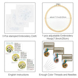 Louise Maelys 3 Sets Flowers Embroidery Kits for Beginners,Cross Stitch Kit for Adults,DIY Needlepoint for Starters Including Florals Pattern, Hoop,Instruction and Threads