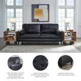 Signature Design by Ashley Bryceview Contemporary Leather Match Tufted Sofa with 2 Bolster Pillows, Black Signature Design by Ashley