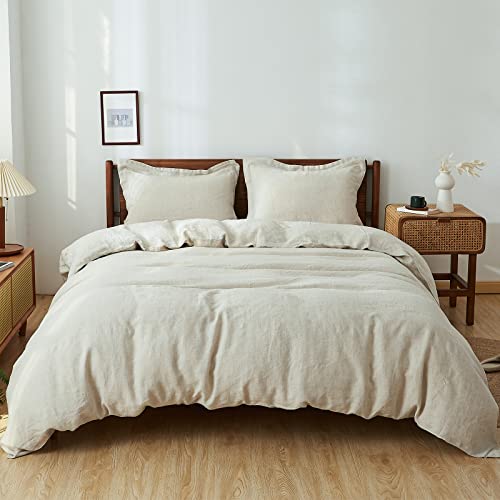 Simple&Opulence 100% Linen Duvet Cover Set, Natural French Flax Duvet Cover Twin Size, Breathable Soft Comfy Linen Bedding Comforter Cover with 1 Pillowcase (68"x86") Simple&Opulence