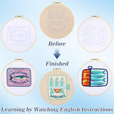 Mindsoft 3 Sets Sardine Embroidery Kit with Embroidery Hoop Easy Pattern Needlepoint Kit for Beginners and Adults Hand Crafts Needlepoint Set with Needles Thread and Instruction
