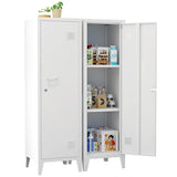 Epochsteele Metal Locker Storage Cabinet Locking Storage Cabinet with Door and Removable Shelves Narrow Storage Cabinet for Kitchen Pantry Bathroom (White) Epochsteele