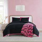 Betsey Johnson - Twin Comforter Set, Bedding Set with Matching Sham & Bonus Soft Throw, Dorm Essentials (Signature Hotel Solid Black) Betsey Johnson