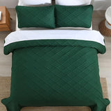 Yiran Twin Quilt Set, Emerald Green Lightweight Soft Bedspreads Bedding Set, Diamond Pattern Coverlet for All Season Modern Style 2 Piece with 1 Pillow Sham 68x90 Inch