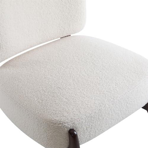 25.5 Inch Modern Boucle Lounge Chair with Solid Wood Frame, Soft and Durable Boucle Upholstery, Accent Chair,Upholstered Armchair ,Perfect for Living Room, Bedroom, or Office (1, Beige, 25.5") TEVUTEVU