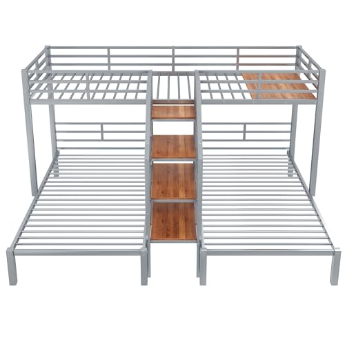 Bellemave Triple Metal Bunk Bed for 3 Kids, Twin Over Twin Over Twin Size Bunk Bed Bellemave