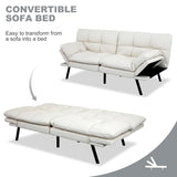 MUUEGM Futon Sofa Bed Convertible Couch,Memory Foam Futon Sofa Couch,Sleeper Futons Sofa Couches,Small Splitback Modern Loveseat Sofa Bed for Living Room,Office,Apartment,Faux Leather,White. MUUEGM