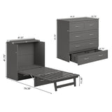 AFI, Northfield Murphy Bed Chest Twin XL with 6" Mattress, Storage Drawer & Built-in USB Charger, Grey AFI