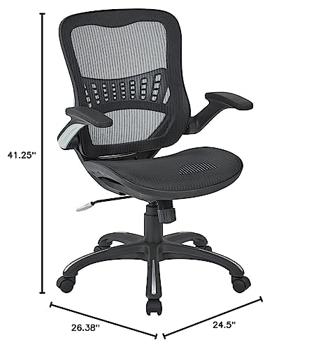 Office Star Ventilated Manager's Office Desk Chair with Breathable Mesh Seat and Back, Black Base, Black Office Star Products