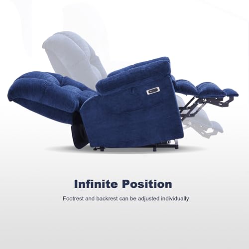 Eiayeebil Triple Motor Power Lift Recliner Chair with Massage and Dual Heat for Elderly People, Zero Gravity Lay Flat Recliner Infinite Position, USB Ports（Navy Blue） Eiayeebil