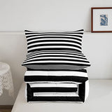 Striped Comforter Set Black and White Stripe Bedding Set Full Kids Boys Girls Women Men Farmhouse Ticking Stripes Duvet Set Horizontal Stripes Adults Abstract Gothic Home Decor Soft Reversible Erosebridal