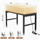 Antifir 48" Heavy Duty Workbench 1800 Lbs Capacity Solid Wood Working Bench Adjustable Height Work Tables with Power Outlets for Garage Shop Home Office Antifir
