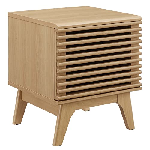 Modway Render Mid-Century Modern 19" Vinyl Record Display Stand in Oak Modway