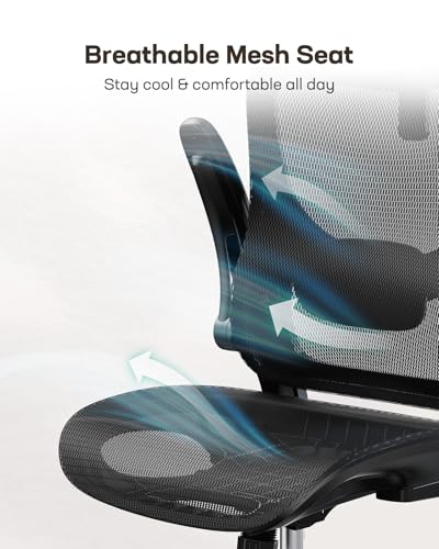 Marsail Ergonomic Mesh Office Chair High Back Home Office Desk Chair with Adaptive Lumbar Support, 2D Headrest, 3D Flip-Up Armrests, Height Adjustable and Rocking Tilt for Home Office and Gaming Marsail