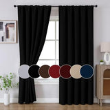 Joydeco Blackout Curtains for Bedroom, Black out curtains 96 inch long 2 Panels, Long Black Drapes with Rod Pocket Back Tab, Room Darkening Noise Reducing & Wrinkle-Free Drapes for Living Room Windows Joydeco