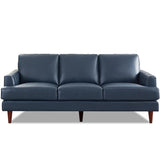 Hydeline Cassia Top Grain Leather Sofa Couch, 80", Bristol Navy, Memory Foam and Pocket Coils Hydeline