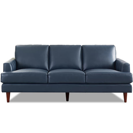 Hydeline Cassia Top Grain Leather Sofa Couch, 80", Bristol Navy, Memory Foam and Pocket Coils Hydeline