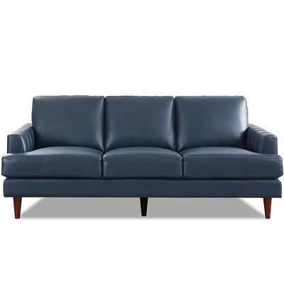 Hydeline Cassia Top Grain Leather Sofa Couch, 80", Bristol Navy, Memory Foam and Pocket Coils