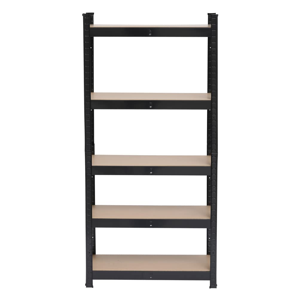 Karl home 5 Tier Metal Garage Shelves, Boltless Assembly,Adjustable Shelf for Storage Heavy Duty, Wide-Size Shelf Organization for Pantry Basement Kitchen, 1500lbs,43.3"L x 17.7"W x 70.9"H,Black & 1P Karl home